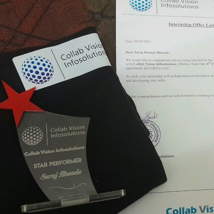 Star Performer Award & Offer Letter — Collab Vision Infosolutions